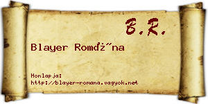 Blayer Romána névjegykártya